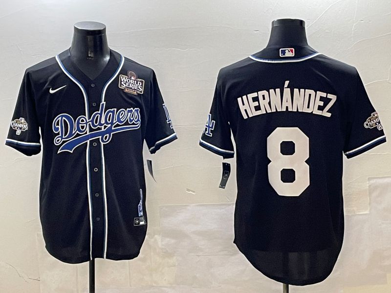 Men Los Angeles Dodgers #8 Hernandez Black Fashion Game 2025 Nike MLB Jersey style 30612->los angeles dodgers->MLB Jersey